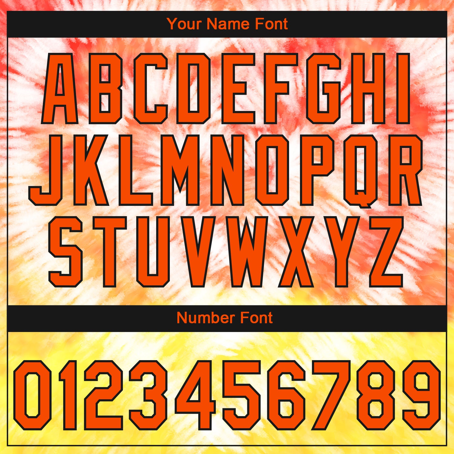 Custom Stitched Tie Dye Orange-Black 3D Sports Pullover Sweatshirt Hoodie