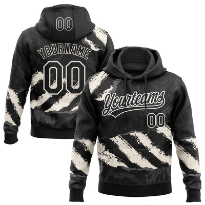 Custom Stitched Black Cream-Steel Gray 3D Pattern Design Splash Sports Pullover Sweatshirt Hoodie