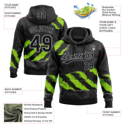 Custom Stitched Black Neon Green Steel Gray-Gray 3D Pattern Design Splash Sports Pullover Sweatshirt Hoodie