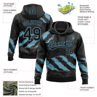 Custom Stitched Black Shadow Blue-Steel Gray 3D Pattern Design Splash Sports Pullover Sweatshirt Hoodie