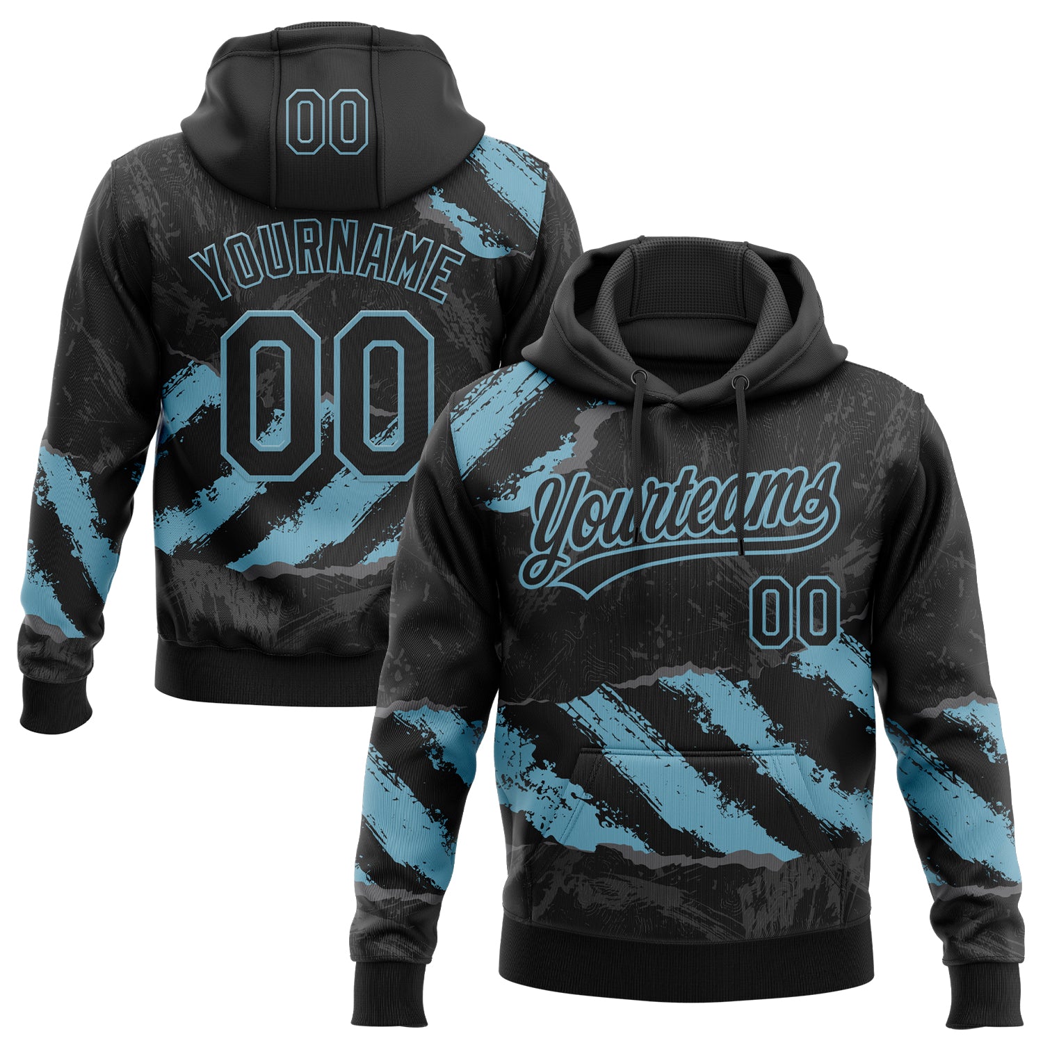 Custom Stitched Black Shadow Blue-Steel Gray 3D Pattern Design Splash Sports Pullover Sweatshirt Hoodie