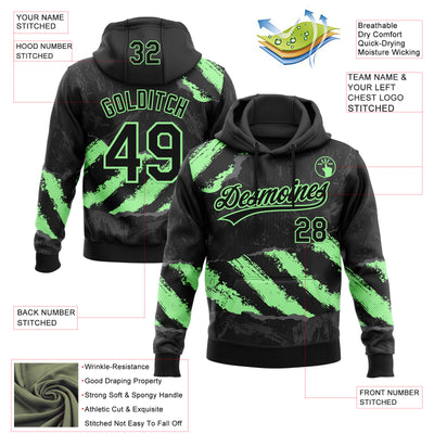Custom Stitched Black Pea Green-Steel Gray 3D Pattern Design Splash Sports Pullover Sweatshirt Hoodie