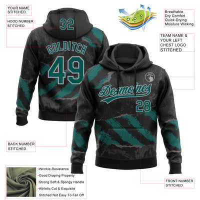 Custom Stitched Black Midnight Green Steel Gray-Gray 3D Pattern Design Splash Sports Pullover Sweatshirt Hoodie