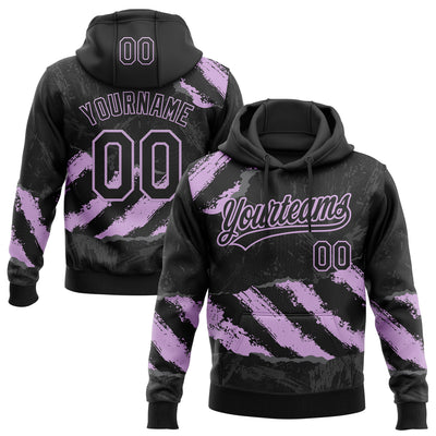 Custom Stitched Black Light Purple-Steel Gray 3D Pattern Design Splash Sports Pullover Sweatshirt Hoodie