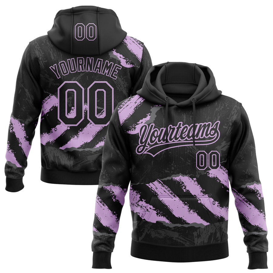 Custom Stitched Black Light Purple-Steel Gray 3D Pattern Design Splash Sports Pullover Sweatshirt Hoodie