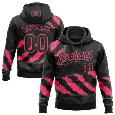 Custom Stitched Black Neon Pink-Steel Gray 3D Pattern Design Splash Sports Pullover Sweatshirt Hoodie