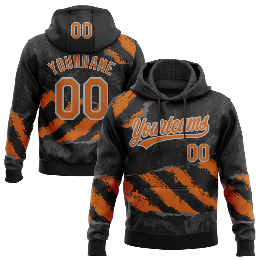 Custom Stitched Black Texas Orange Steel Gray-Gray 3D Pattern Design Splash Sports Pullover Sweatshirt Hoodie