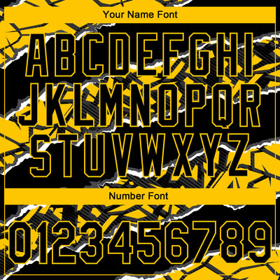 Custom Stitched Black Yellow-White 3D Pattern Design Torn Paper Style Sports Pullover Sweatshirt Hoodie