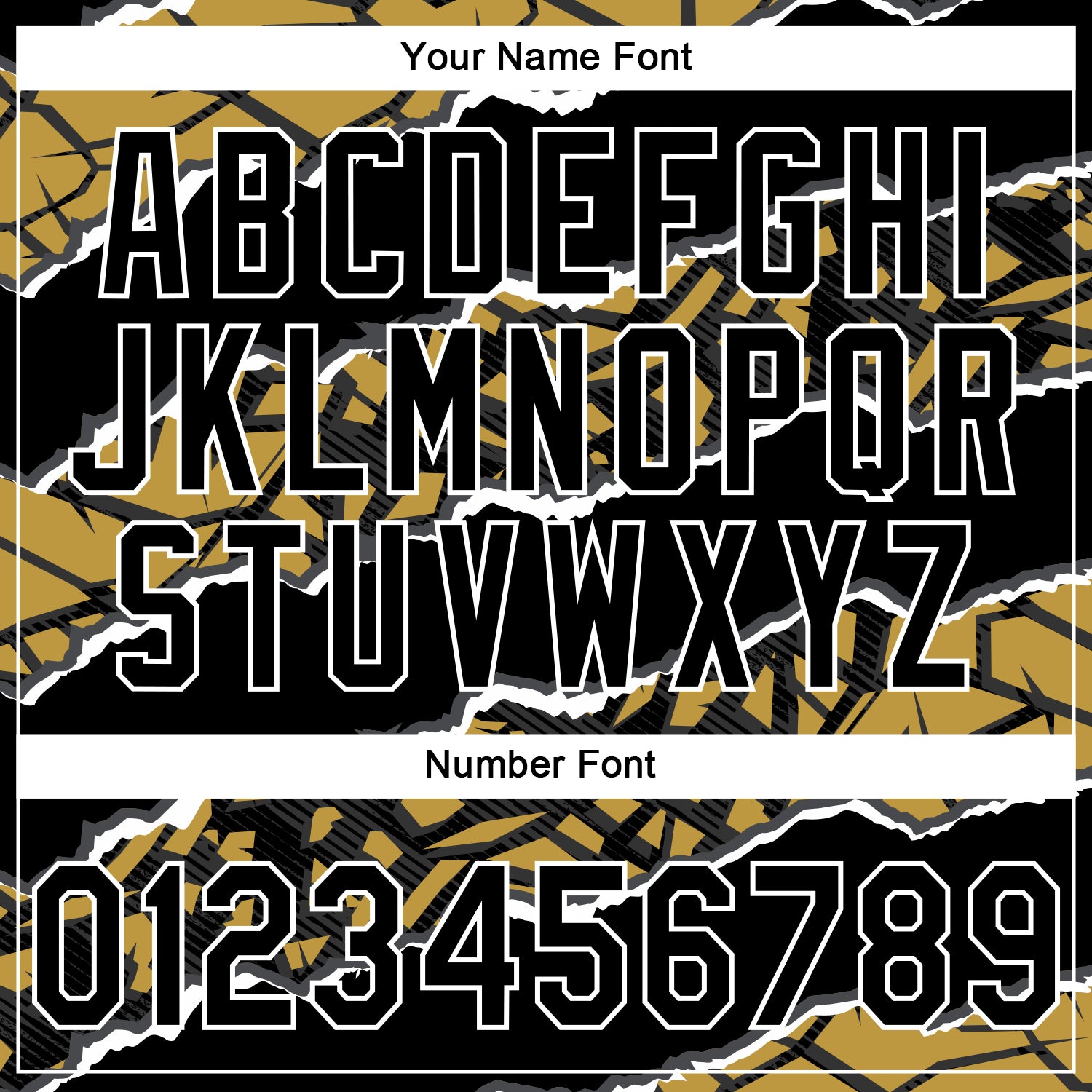 Custom Stitched Black Old Gold-White 3D Pattern Design Torn Paper Style Sports Pullover Sweatshirt Hoodie