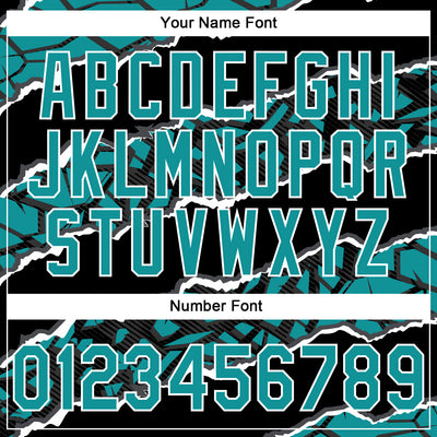 Custom Stitched Black Teal-White 3D Pattern Design Torn Paper Style Sports Pullover Sweatshirt Hoodie