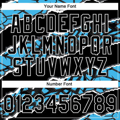 Custom Stitched Black Sky Blue-White 3D Pattern Design Torn Paper Style Sports Pullover Sweatshirt Hoodie