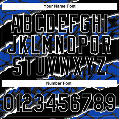 Custom Stitched Black Thunder Blue-White 3D Pattern Design Torn Paper Style Sports Pullover Sweatshirt Hoodie