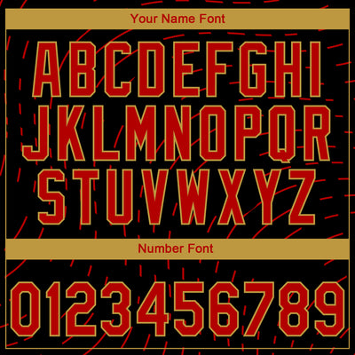 Custom Stitched Black Red-Old Gold 3D Pattern Design Line Sportswear Pullover Sweatshirt Hoodie