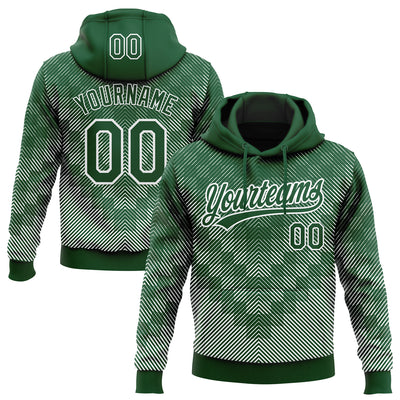 Custom Stitched Green White 3D Pattern Design Line Sportswear Pullover Sweatshirt Hoodie