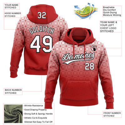 Custom Stitched Red White-Black 3D Pattern Design Gradient Line Sportswear Pullover Sweatshirt Hoodie
