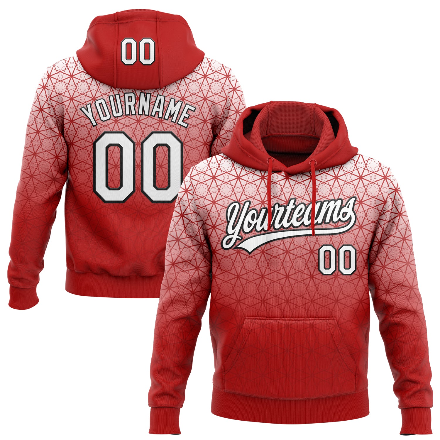 Custom Stitched Red White-Black 3D Pattern Design Gradient Line Sportswear Pullover Sweatshirt Hoodie