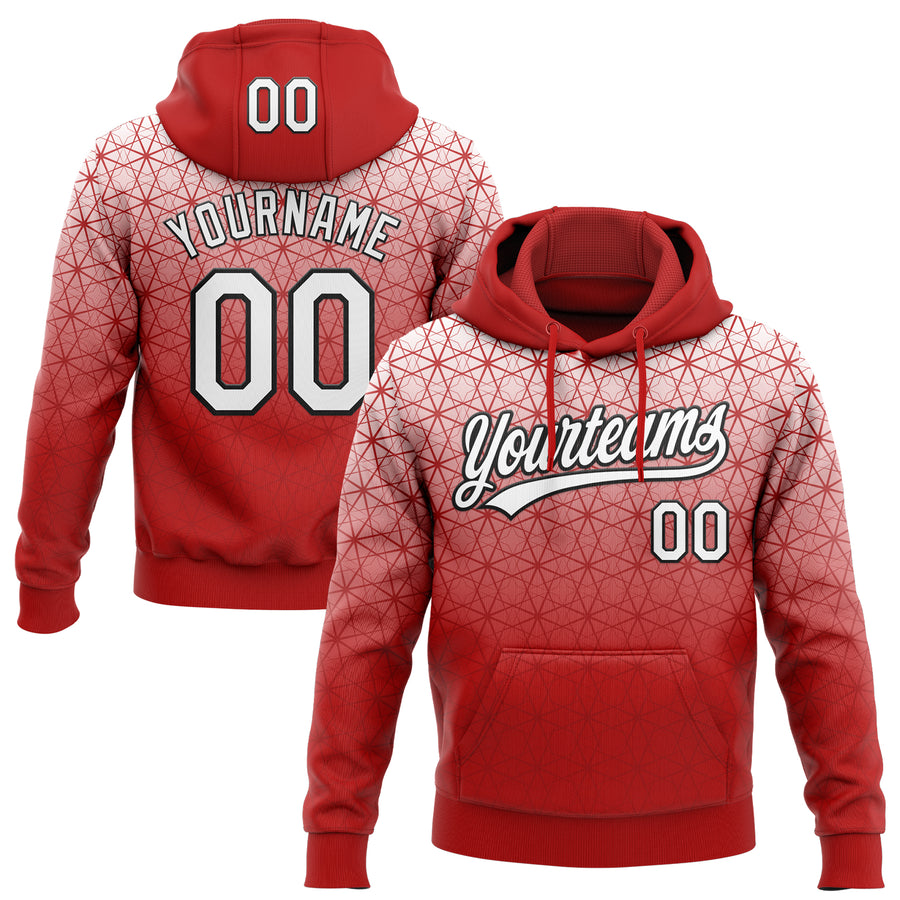 Custom Stitched Red White-Black 3D Pattern Design Gradient Line Sportswear Pullover Sweatshirt Hoodie