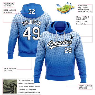 Custom Stitched Blue White-Black 3D Pattern Design Gradient Line Sportswear Pullover Sweatshirt Hoodie