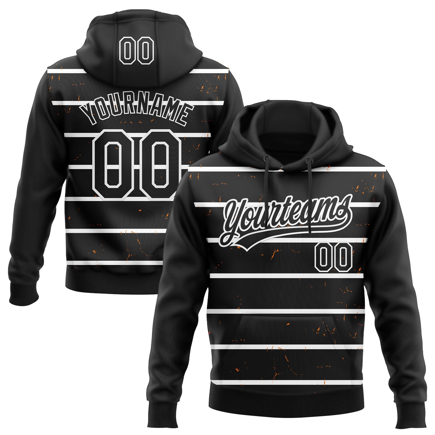 Custom Stitched Black White 3D Pattern Design Line Sportswear Pullover Sweatshirt Hoodie