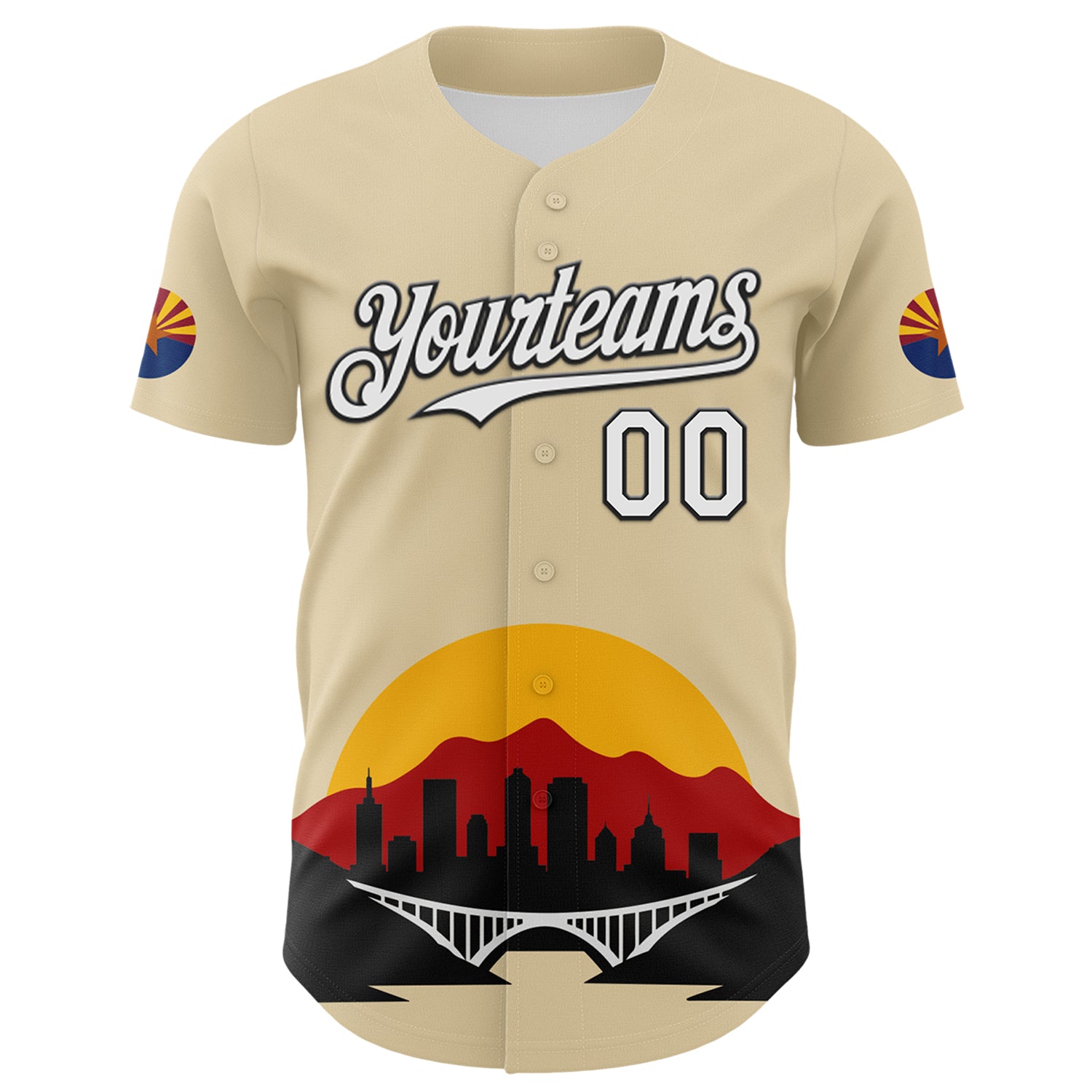 Custom Cream White Gold Red-Black 3D Urban City Edition Sports Authentic Baseball Jersey