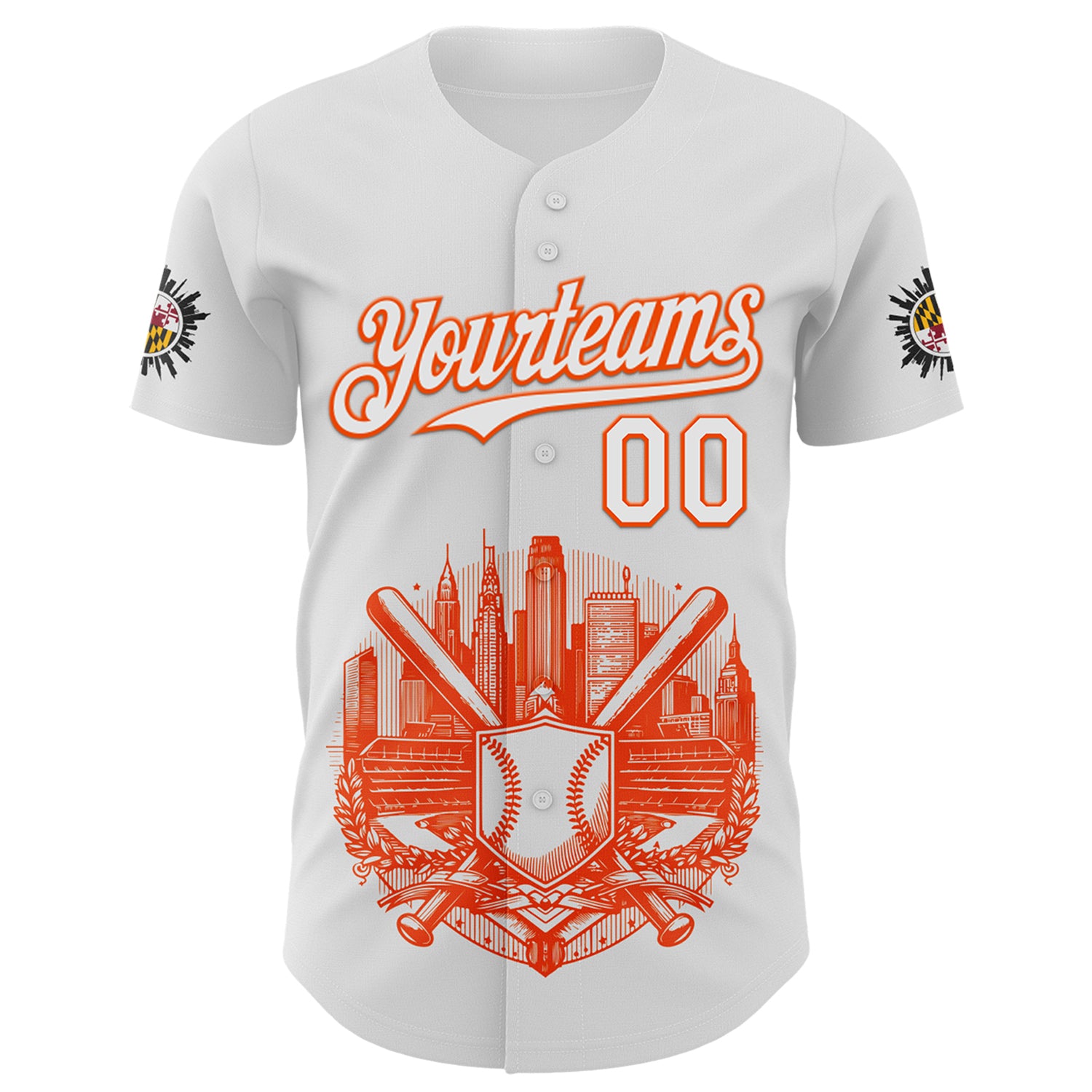Custom White Orange 3D Urban City Edition Sports Authentic Baseball Jersey