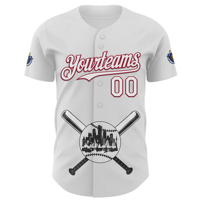 Custom White Cardinal-Black 3D Urban City Edition Sports Authentic Baseball Jersey
