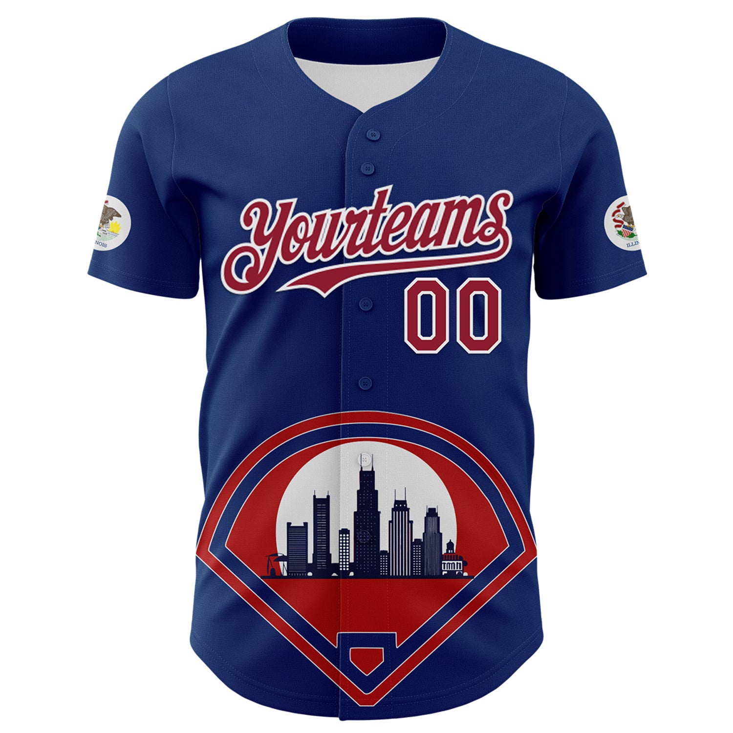 Custom Blue Cardinal-White 3D Urban City Edition Sports Authentic Baseball Jersey