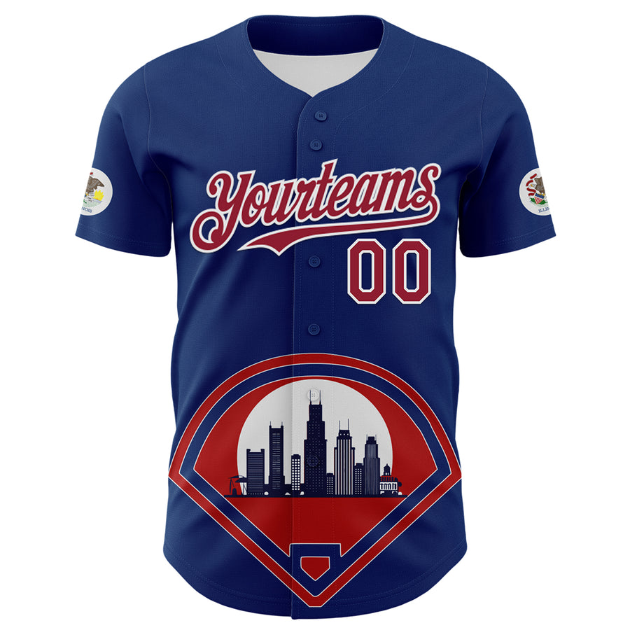 Custom Blue Cardinal-White 3D Urban City Edition Sports Authentic Baseball Jersey