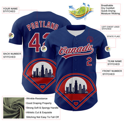 Custom Blue Cardinal-White 3D Urban City Edition Sports Authentic Baseball Jersey