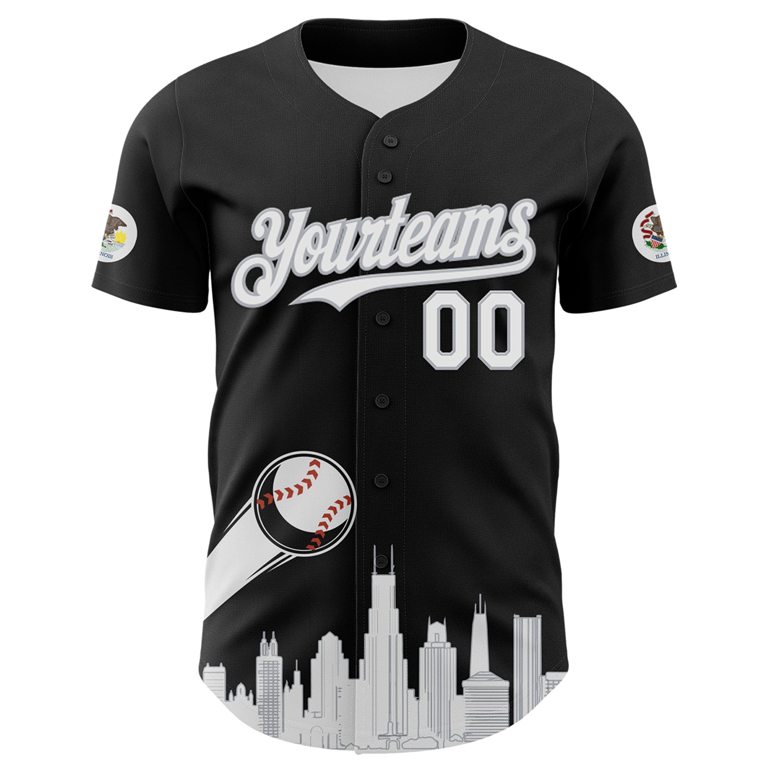 Custom Black White-Gray 3D Urban City Edition Sports Authentic Baseball Jersey