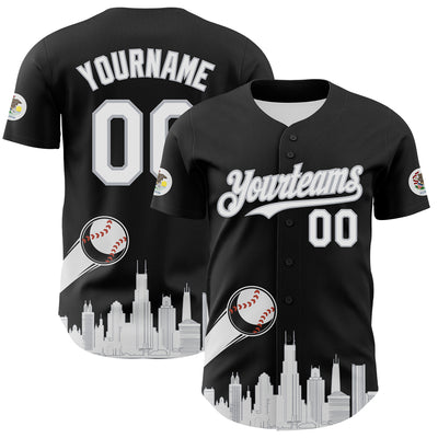 Custom Black White-Gray 3D Urban City Edition Sports Authentic Baseball Jersey