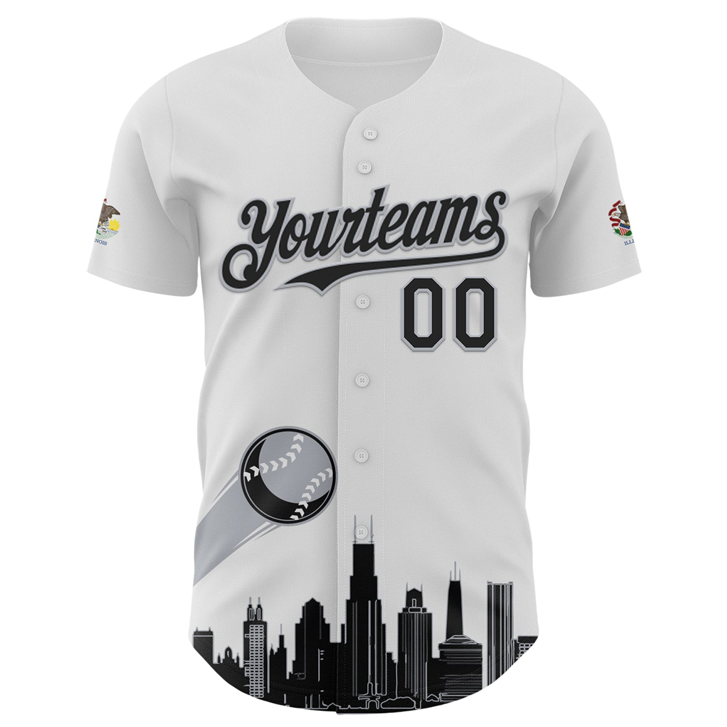 Custom White Black-Gray 3D Urban City Edition Sports Authentic Baseball Jersey