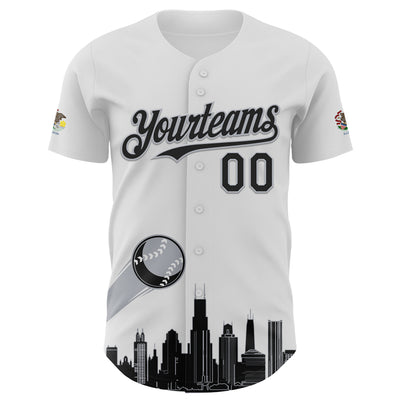 Custom White Black-Gray 3D Urban City Edition Sports Authentic Baseball Jersey