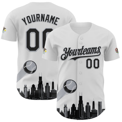 Custom White Black-Gray 3D Urban City Edition Sports Authentic Baseball Jersey