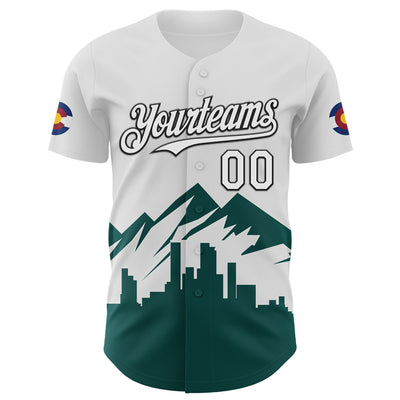 Custom White Midnight Green-Black 3D Urban City Edition Sports Authentic Baseball Jersey