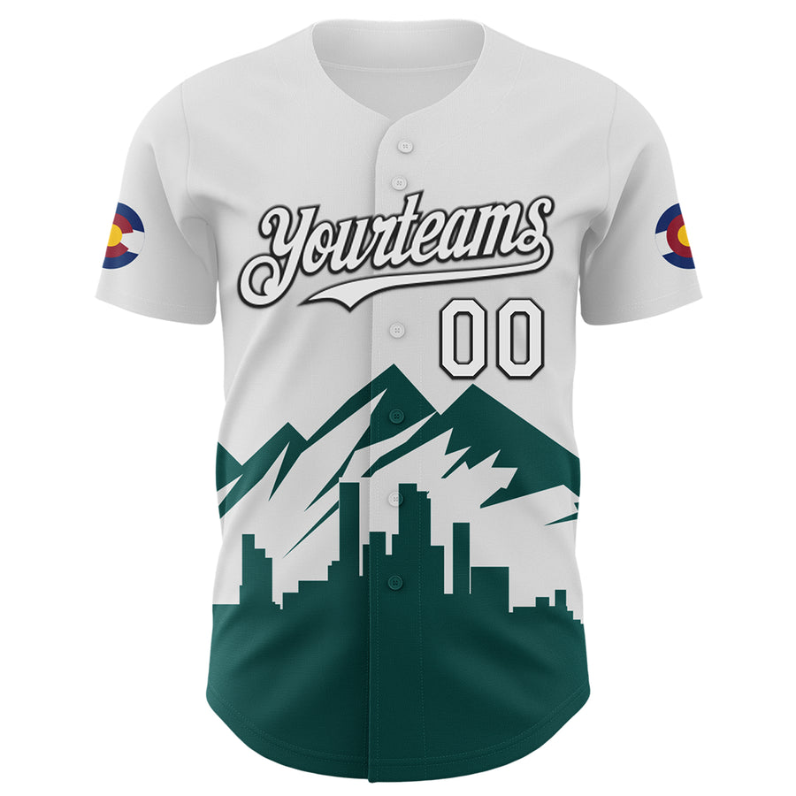 Custom White Midnight Green-Black 3D Urban City Edition Sports Authentic Baseball Jersey