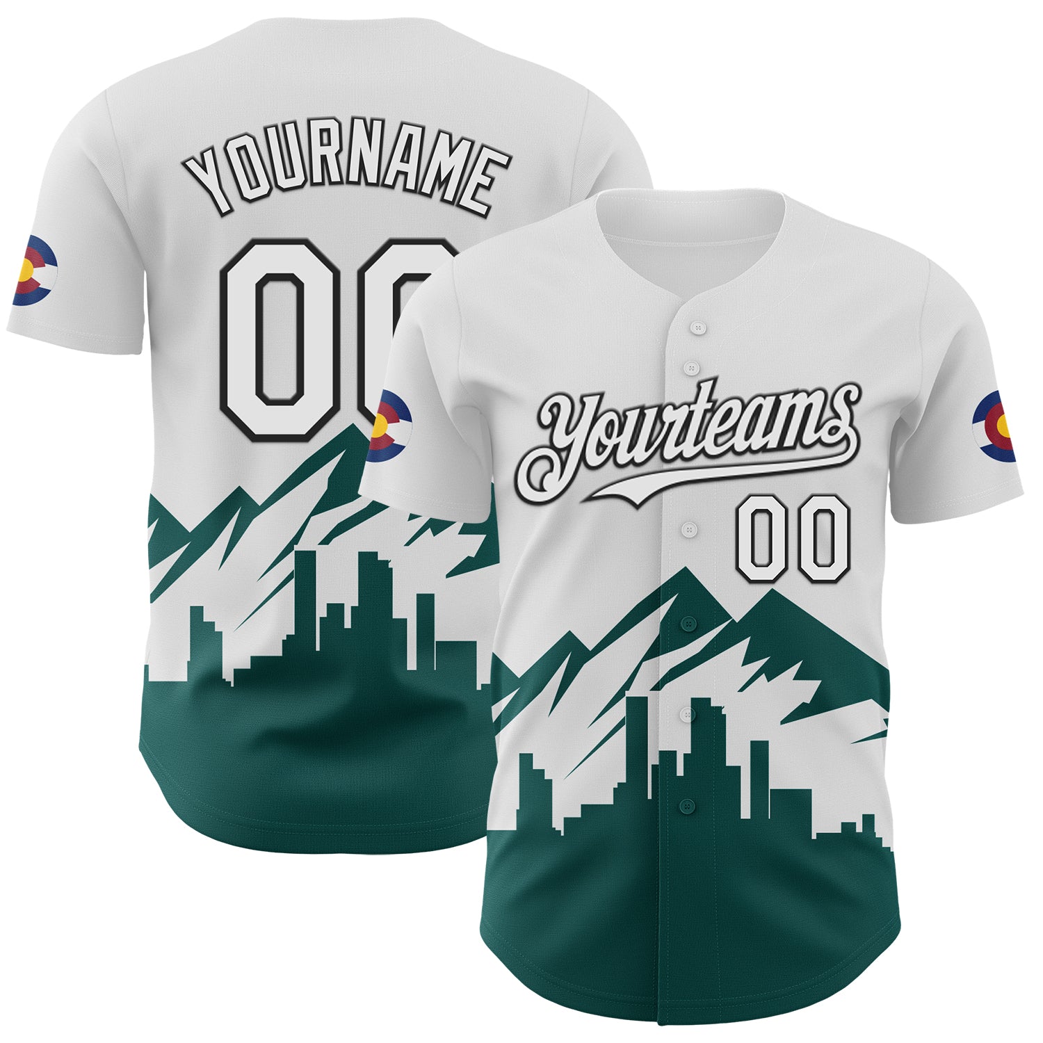 Custom White Midnight Green-Black 3D Urban City Edition Sports Authentic Baseball Jersey