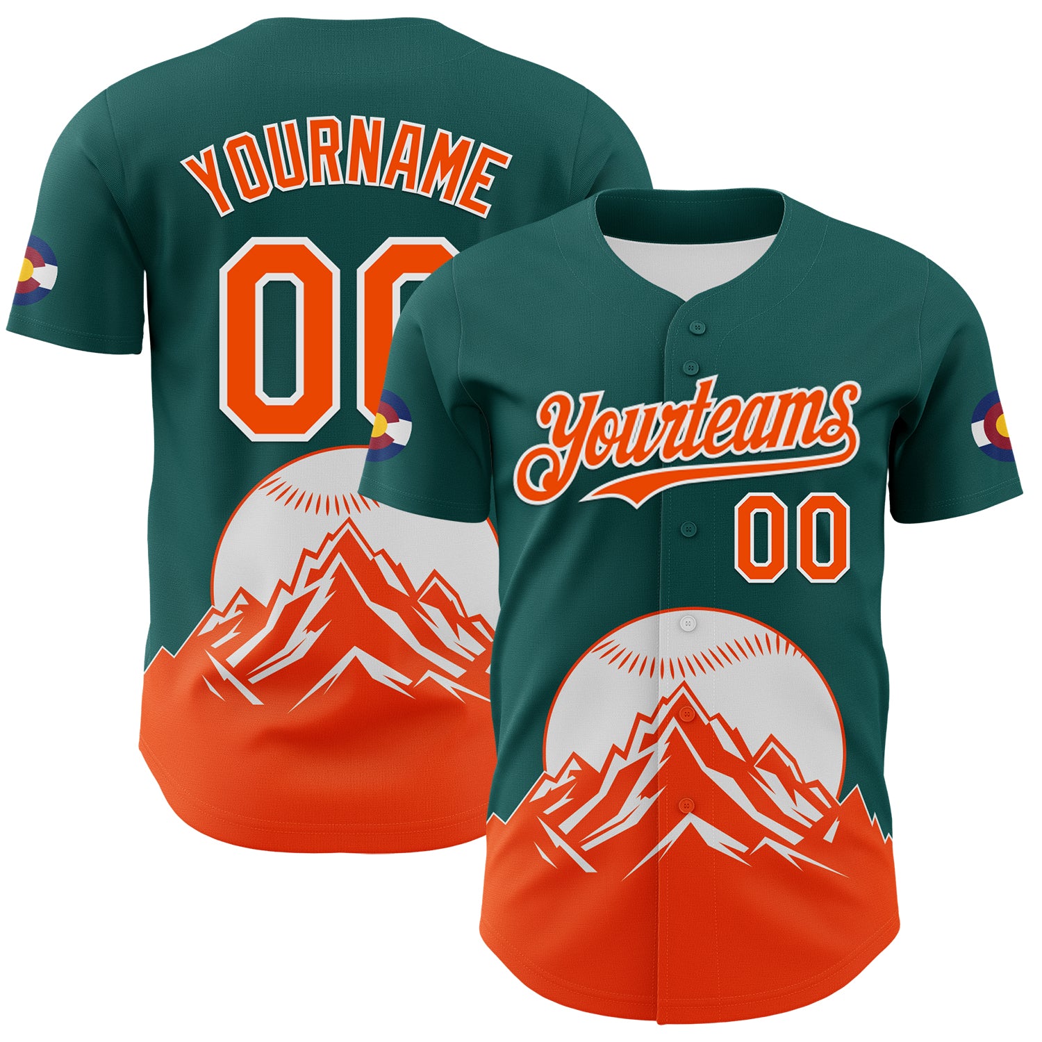 Custom Midnight Green Orange-White 3D Urban City Edition Sports Authentic Baseball Jersey