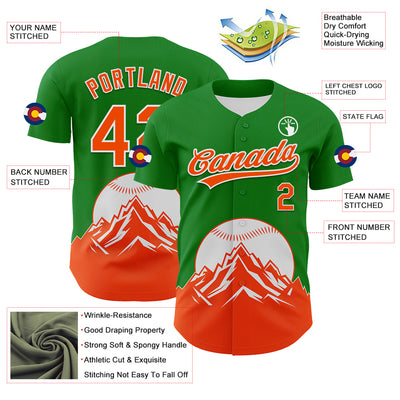Custom Grass Green Orange-White 3D Urban City Edition Sports Authentic Baseball Jersey