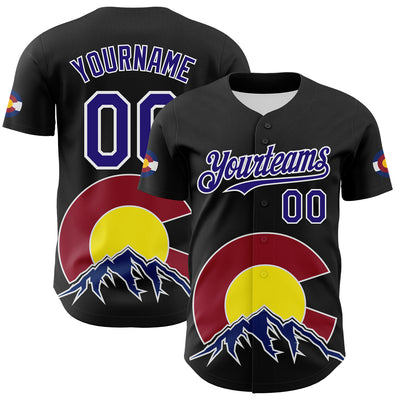 Custom Black Dark Purple Red Yellow Blue-White 3D Urban City Edition Sports Authentic Baseball Jersey