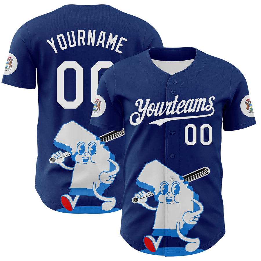 Custom Blue White-Red 3D Urban City Edition Sports Authentic Baseball Jersey
