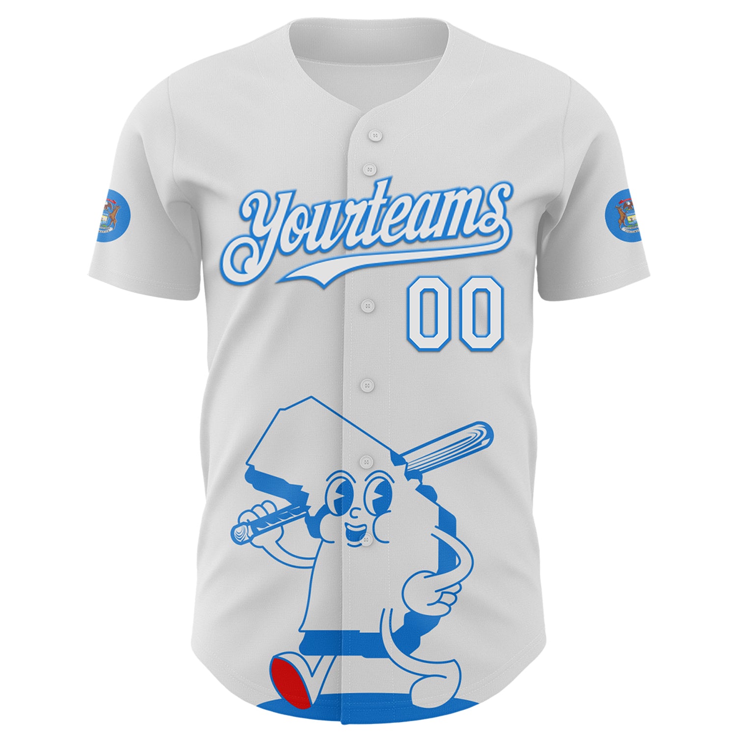 Custom White Electric Blue-Red 3D Urban City Edition Sports Authentic Baseball Jersey
