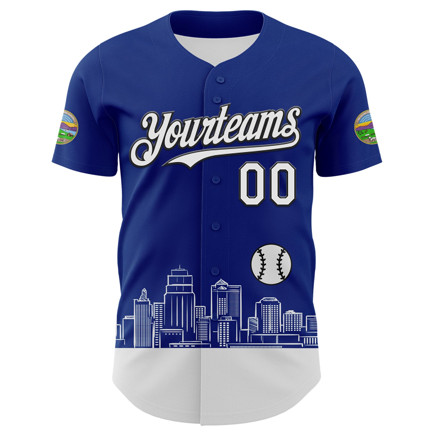 Custom Royal White-Black 3D Urban City Edition Sports Authentic Baseball Jersey
