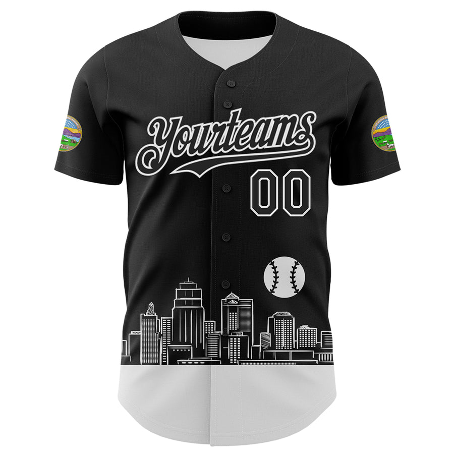 Custom Black White 3D Urban City Edition Sports Authentic Baseball Jersey