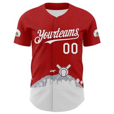 Custom Red White Gray-Black 3D Urban City Edition Sports Authentic Baseball Jersey