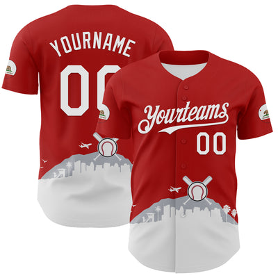 Custom Red White Gray-Black 3D Urban City Edition Sports Authentic Baseball Jersey