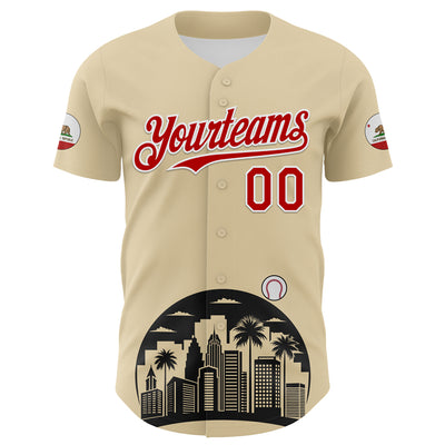 Custom Cream Red Black-White 3D Urban City Edition Sports Authentic Baseball Jersey