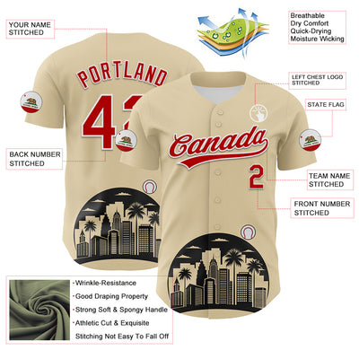 Custom Cream Red Black-White 3D Urban City Edition Sports Authentic Baseball Jersey