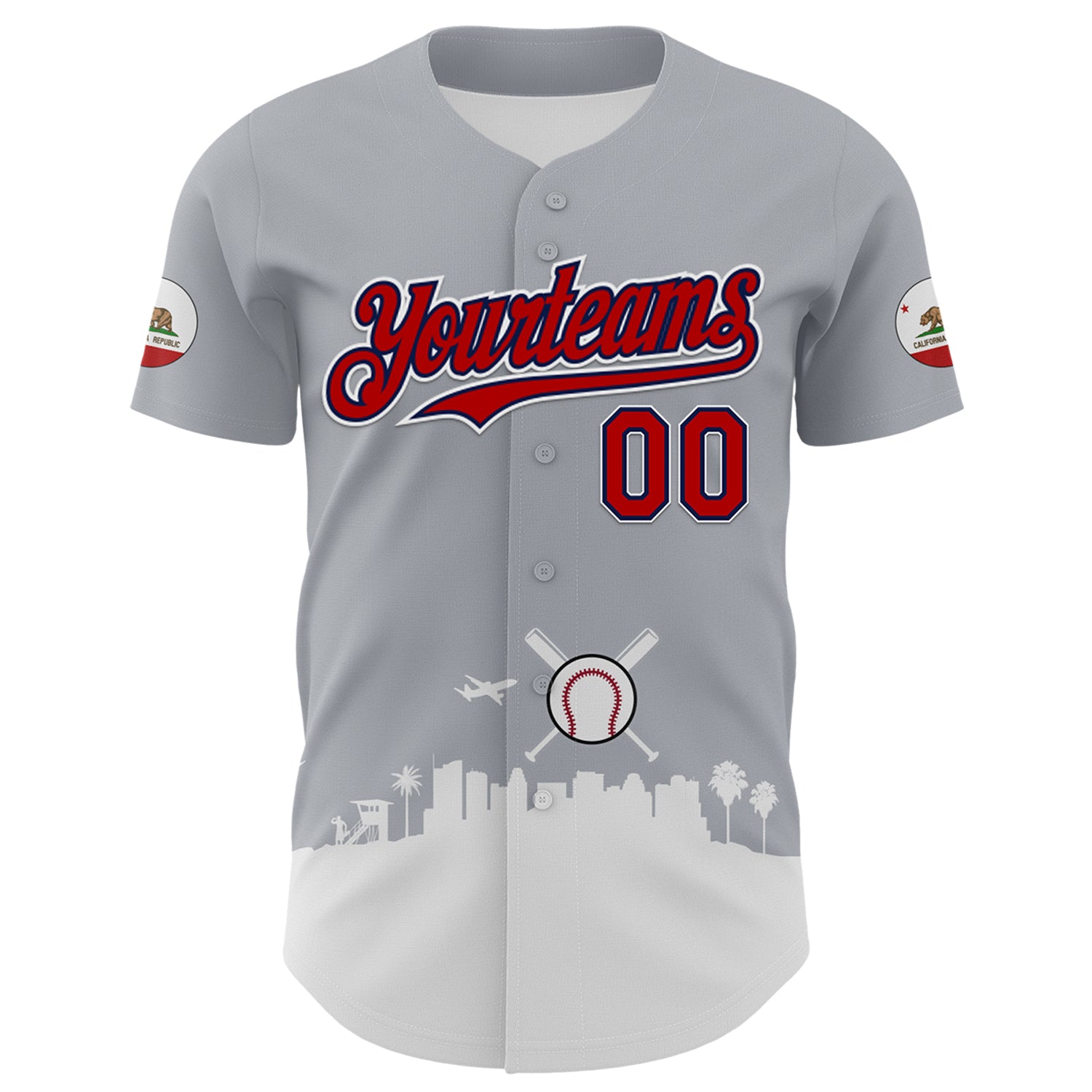 Custom Gray Red Black Navy-White 3D Urban City Edition Sports Authentic Baseball Jersey