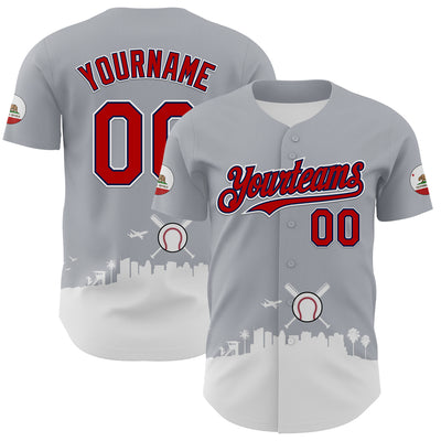 Custom Gray Red Black Navy-White 3D Urban City Edition Sports Authentic Baseball Jersey